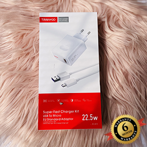Tranyoo 22.5w Super Fast Charger Kit USB To Micro/Lightning?type-c EU Standard Adaptor