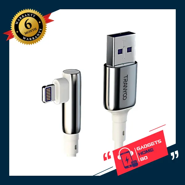 Tranyoo Metal Braided Cable Usb To 90° Micro/Type-c/Lightning Fast Charging